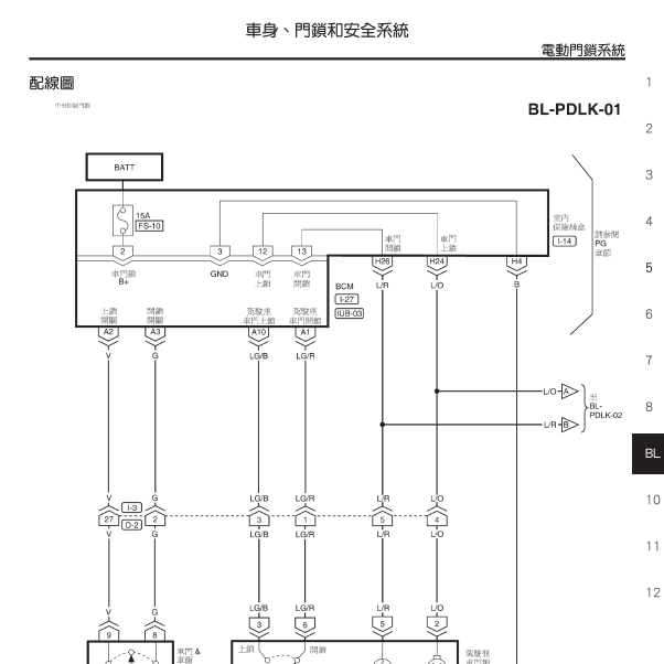 2013年纳智捷5门锁电路图