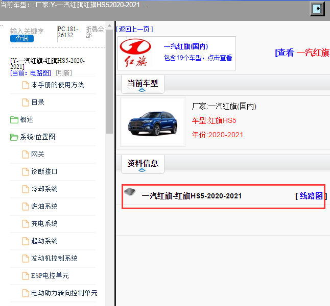 一汽红旗-红旗HS5-2020-2021[ 线路图 ]