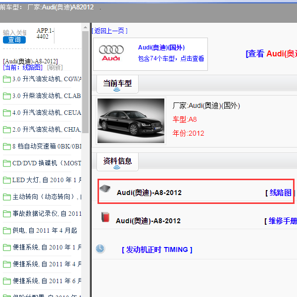 2012年奥迪A8全车线路图