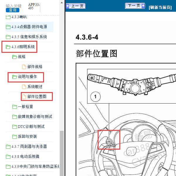 2013年长安逸动灯光模块位置