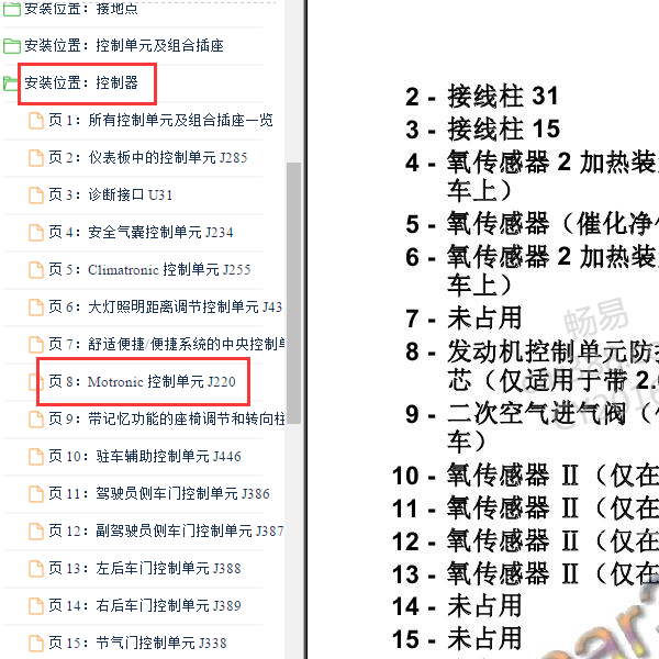 2006-2008年 大众 BGC发动机控制模块针脚