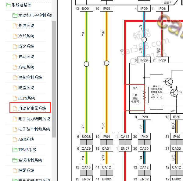 2017年猎豹CS9P档电磁阀电路图