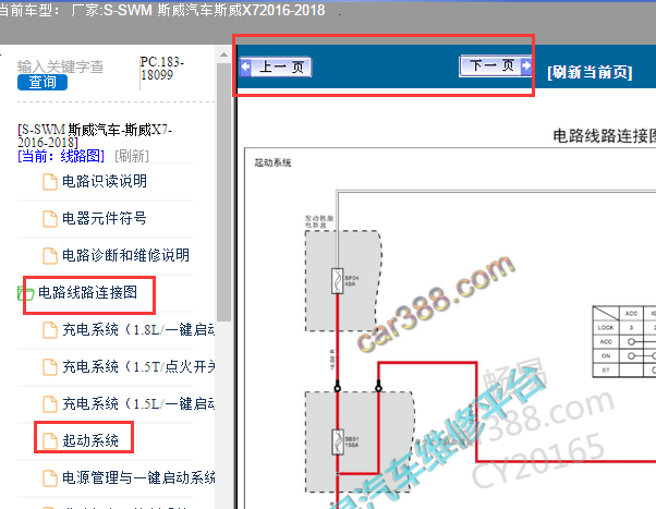 2016年斯威X7起动机线路图