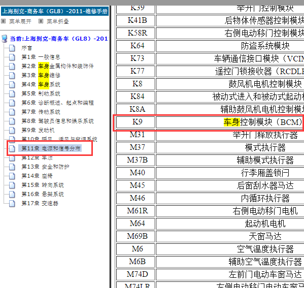 2011年别克GL8车身位置