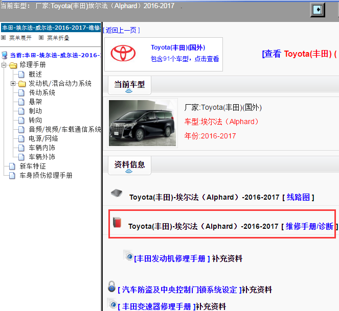 Toyota(丰田)-埃尔法（Alphard）-2016-2017[ 维修手册/诊断 ]
