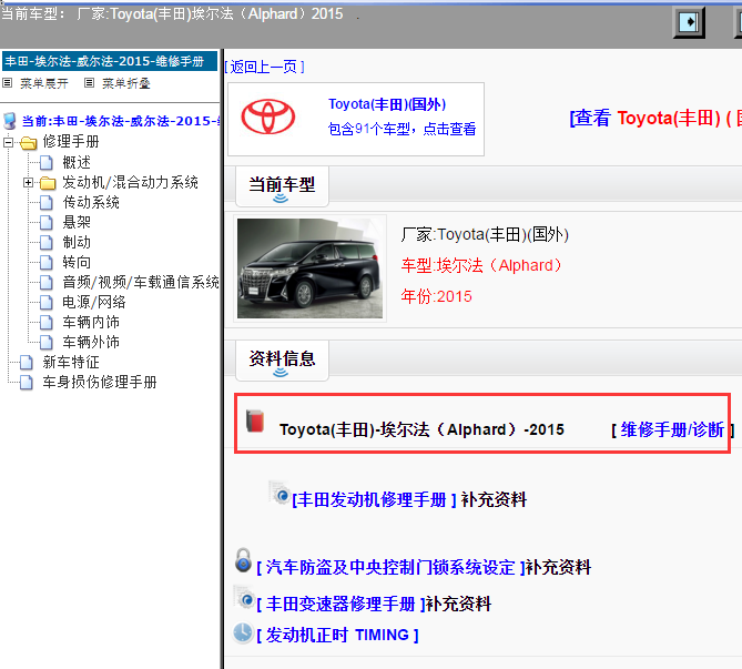 Toyota(丰田)-埃尔法（Alphard）-2015[ 维修手册/诊断 ]