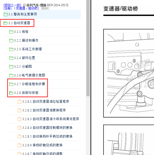 2014-2015年吉利博瑞6AT变速箱 维修诊断手册