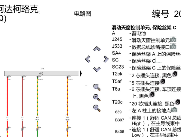 2018年斯柯达柯珞克天窗电路图和位置
