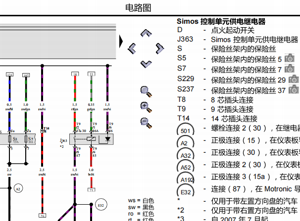 2010年大众甲壳虫发动机变速箱电路图和保险丝分配