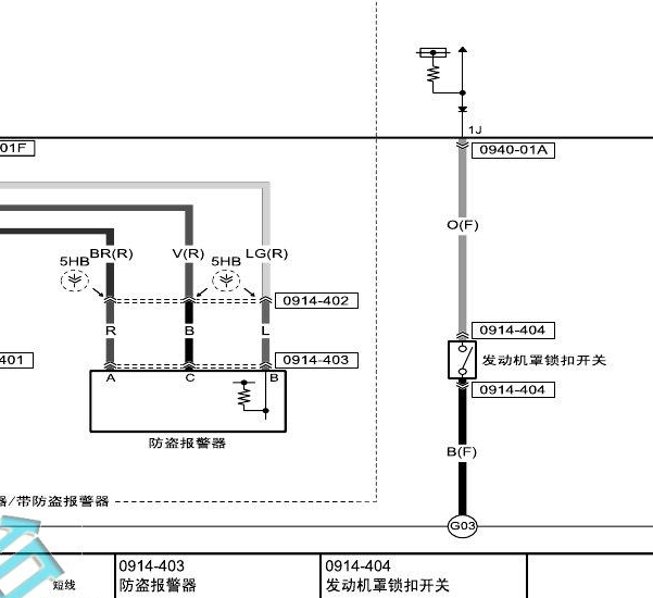 2009年马自达3发动机盖锁电路图