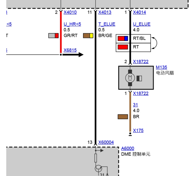 13年宝马MINI水箱电子风扇电路图