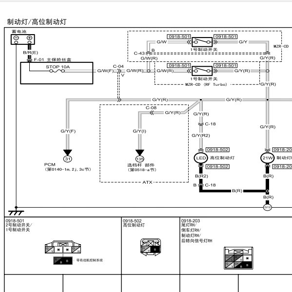 08年马自达5刹车开关电路图
