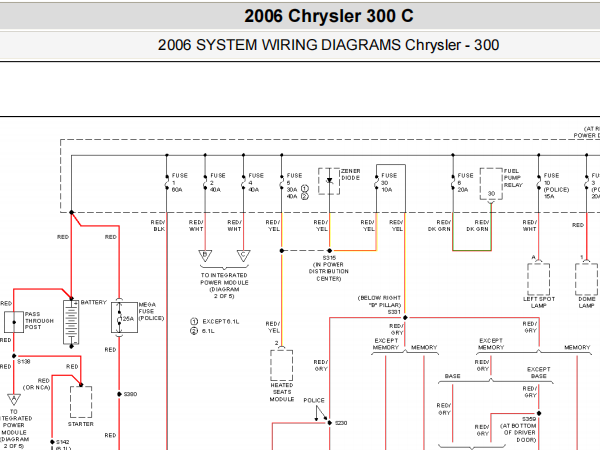 2006年克莱斯勒300C电源电路图