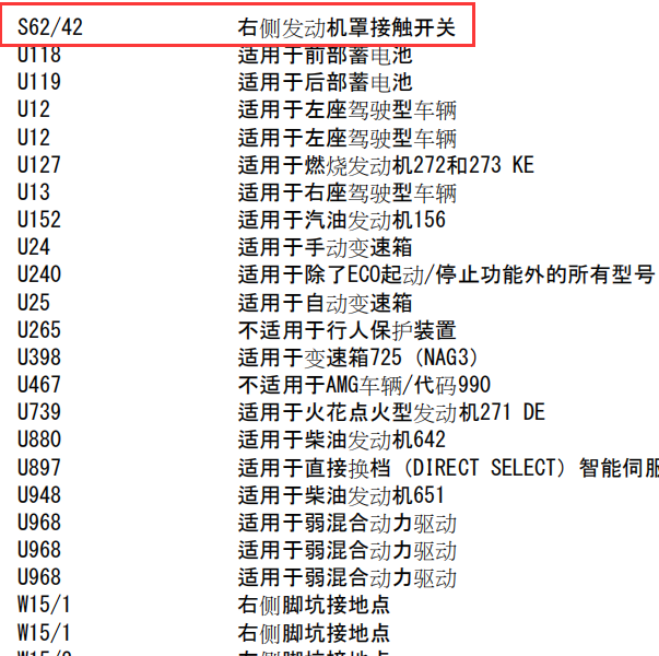 奔驰E260 发动机罩开关电路图
