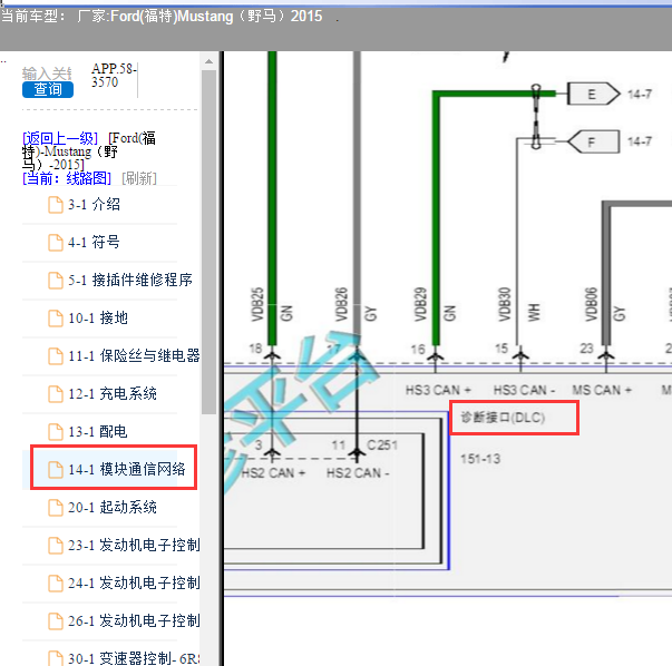 2015年福特MUSTANG  OBD电路图