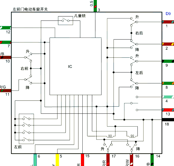 2019年五十铃铃拓玻璃升降电路图