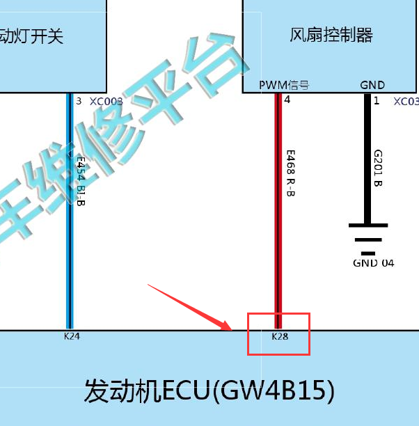 2018年哈佛H6发动机散热风扇电路图