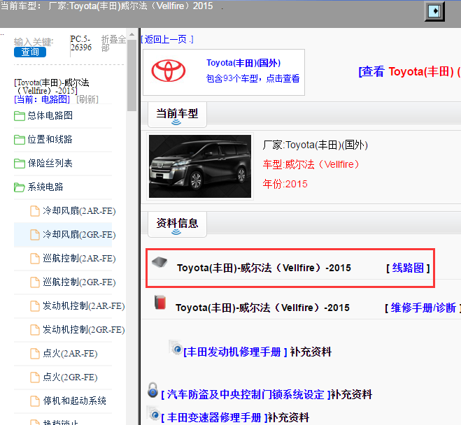 Toyota(丰田)-威尔法（Vellfire）-2015[ 线路图 ]