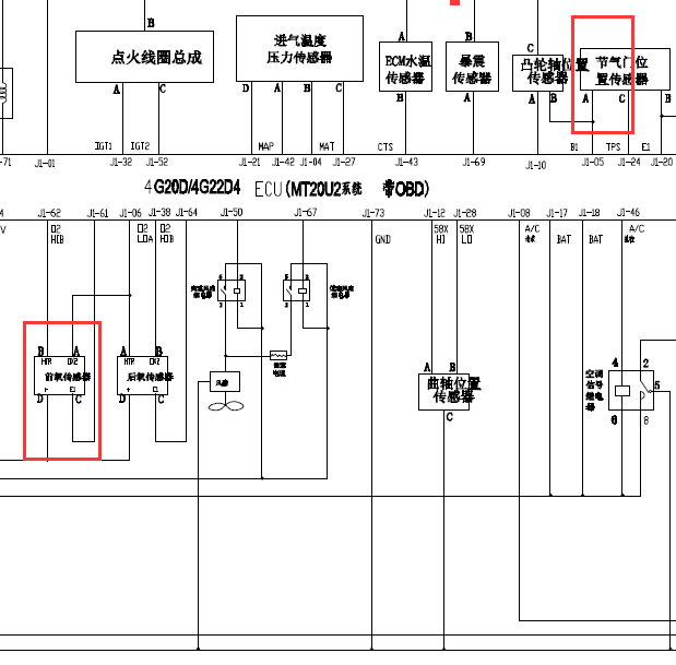 4G22D4发动机节气门位置传感器电路图