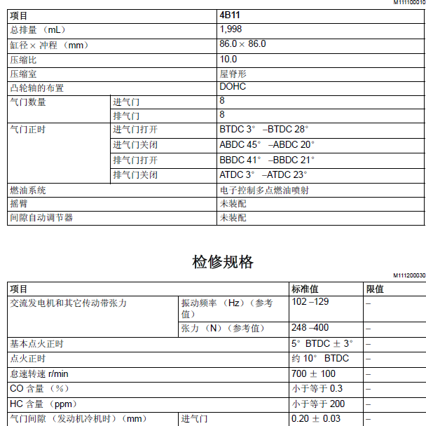 三菱4B11发动机维修手册