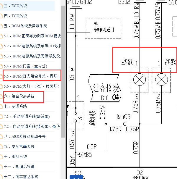 2015-2016年瑞虎3雾灯电路图