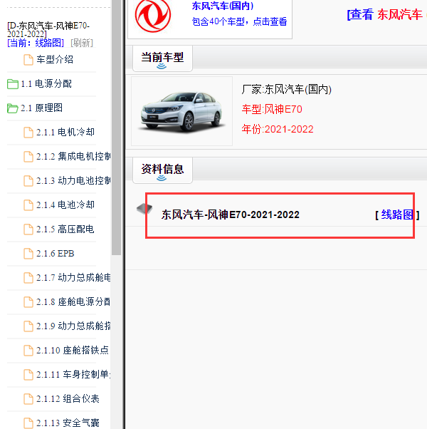 2021-2022年东风风神E70 全车电路图