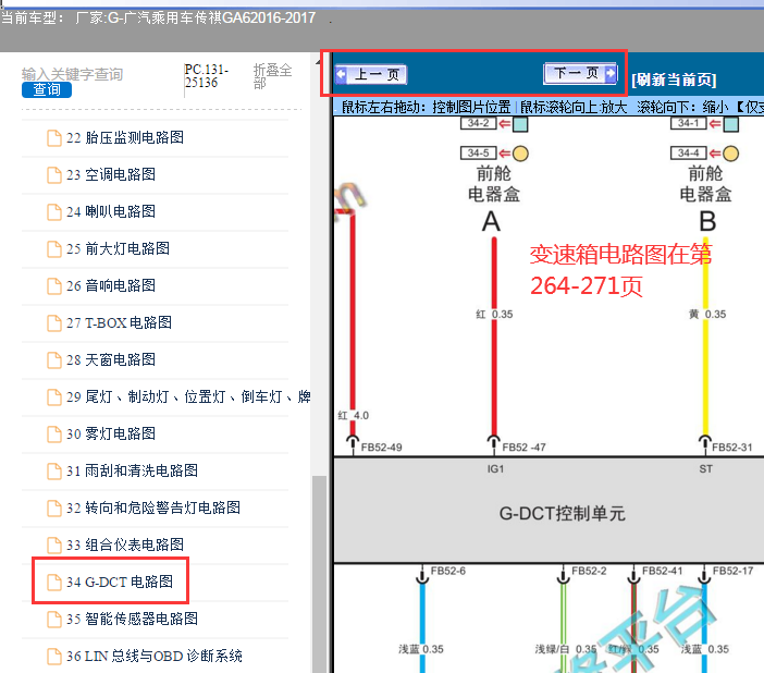 2016-2017年广汽传祺GA6变速箱电路图