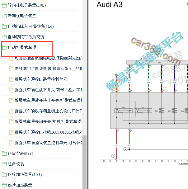 2017-2019年奥迪A3 敞篷电路图