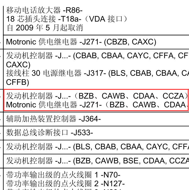 2010-2012年奥迪A3 主继电器位置.