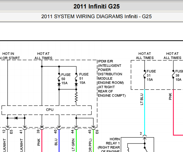 2011年英菲尼迪G25喇叭电路图