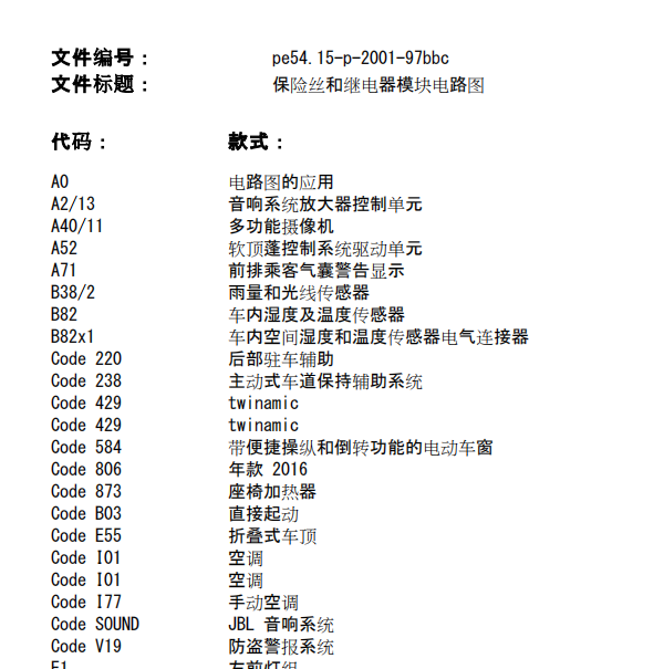 2016年奔驰精灵保险电路图与说明