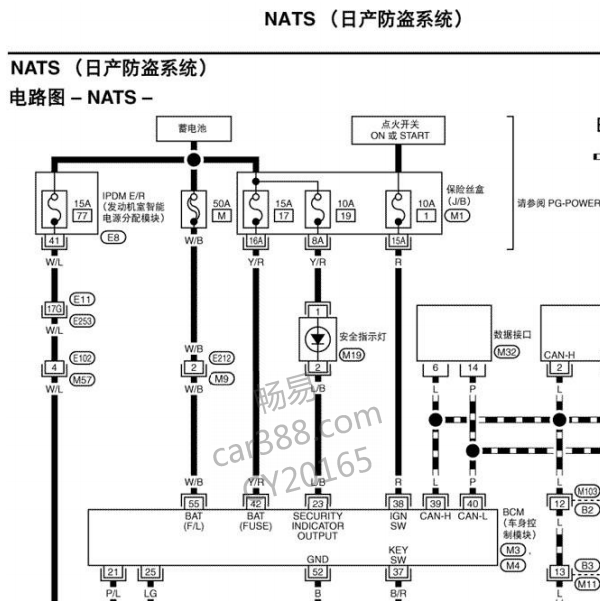 2006年日产天赖防盗系统电路图