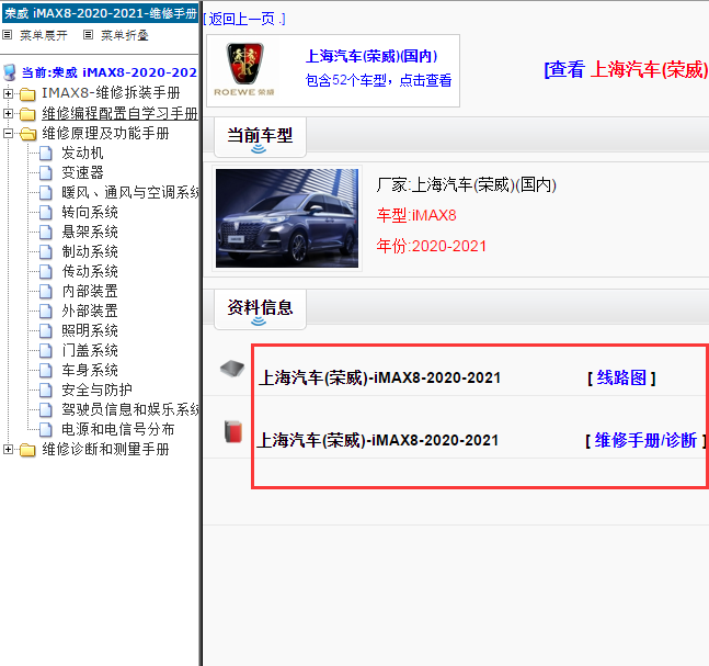 2020-2021年荣威iMAX8电路图与维修手册