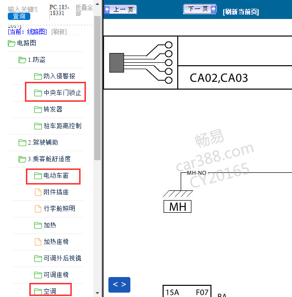 2017年雷诺科雷傲中央门锁，车窗及空调电路图