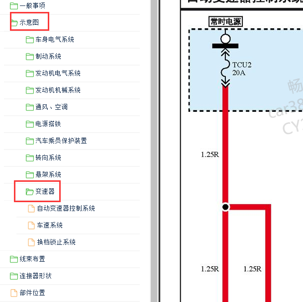 2017-2019年起亚K2 变速箱电路图.
