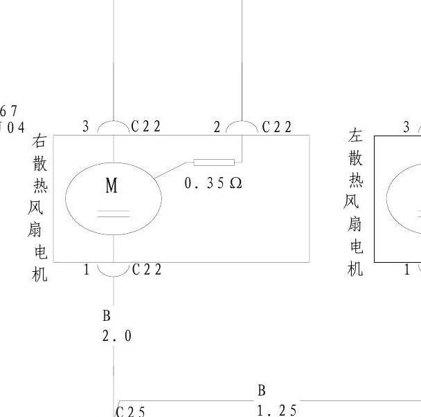 比亚迪4G69 发动机风扇电路图