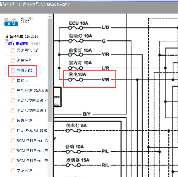 2016年海马M6保险丝电路图