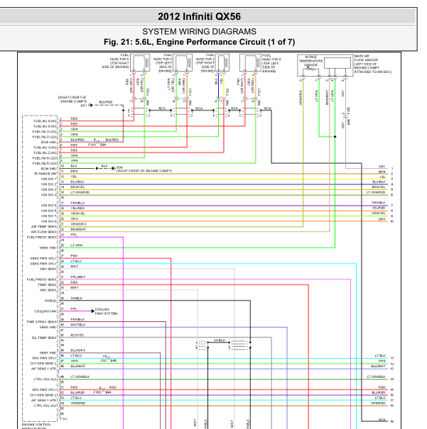 2012年英菲尼迪QX56发动机电路图