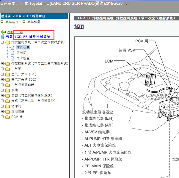 2015-2020年丰田酷路泽油箱蒸发排放系统维修手册