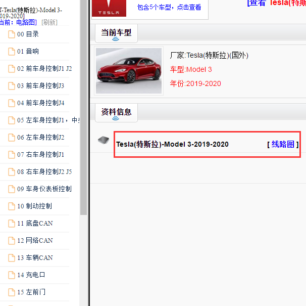 2019-2020年特斯拉 Model 3电路图