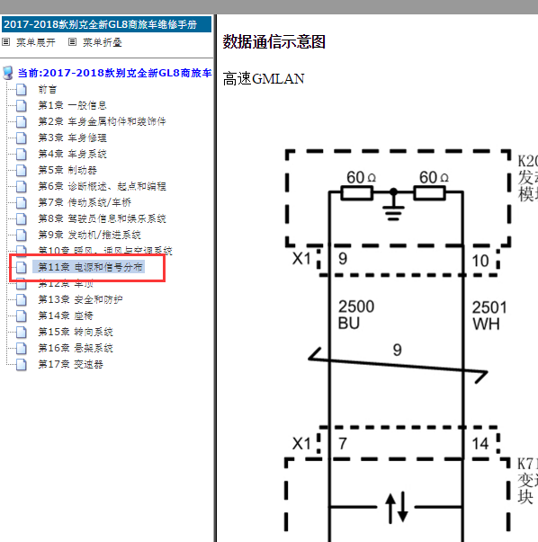 2018年别克GL8网络电路图