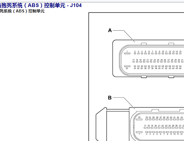 2008年大众途锐ABS针脚和电路图