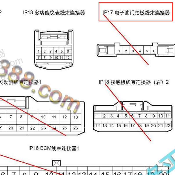 2014-2015年吉利帝豪豪情 GX9 发动机油门踏板针脚.
