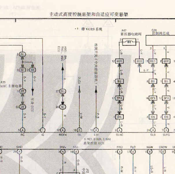 丰田普拉多 悬架高度控制电路图