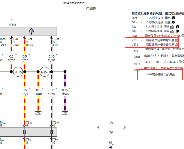 2020年奥迪A6 座椅通风电路图