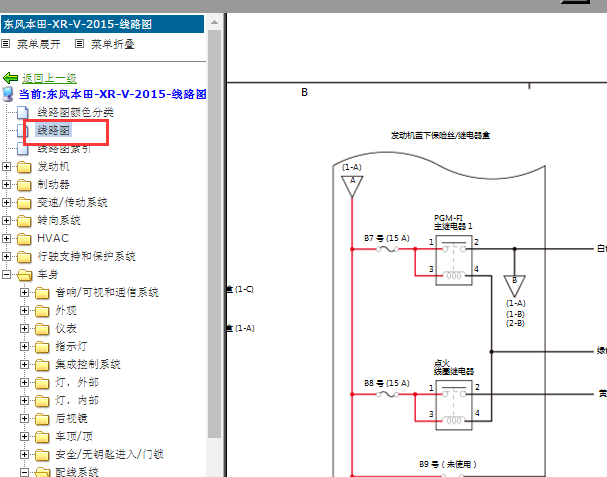 2015年本田XRV继电器电路图