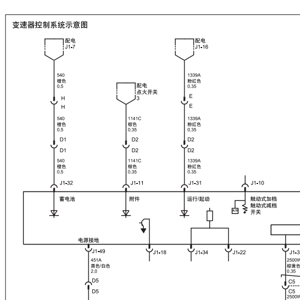 2006年别克陆尊变速箱电路图