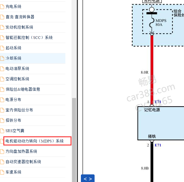 2019年现代胜达转向电路图