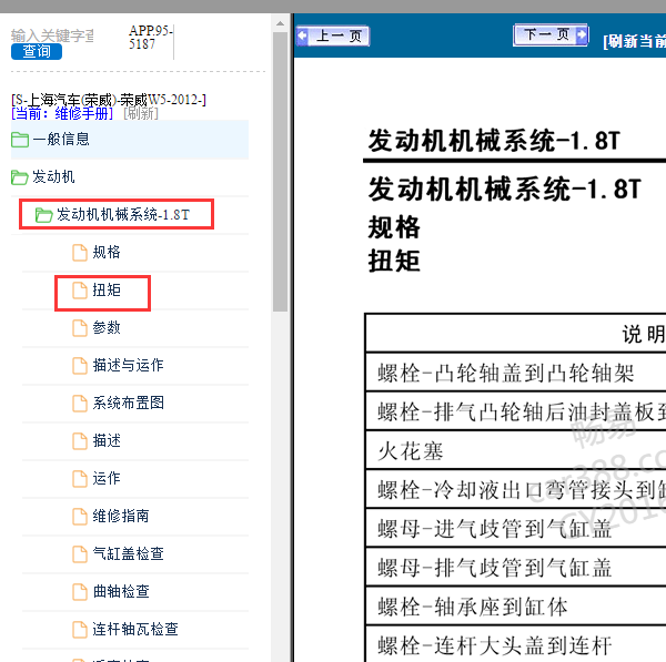 2012年荣威W5发动机扭矩