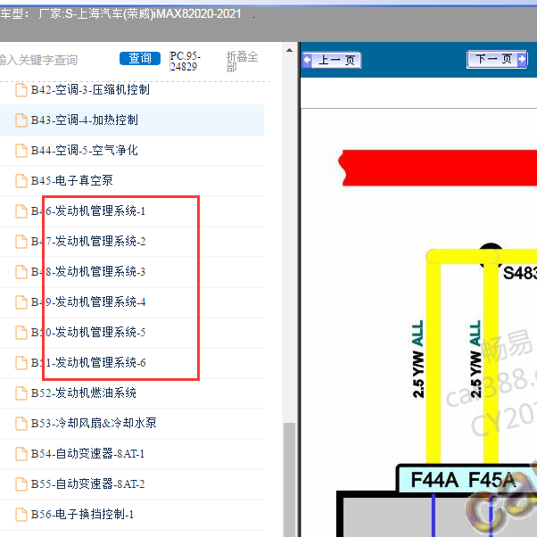 2020-2021年荣威iMAX8 发动机电路图